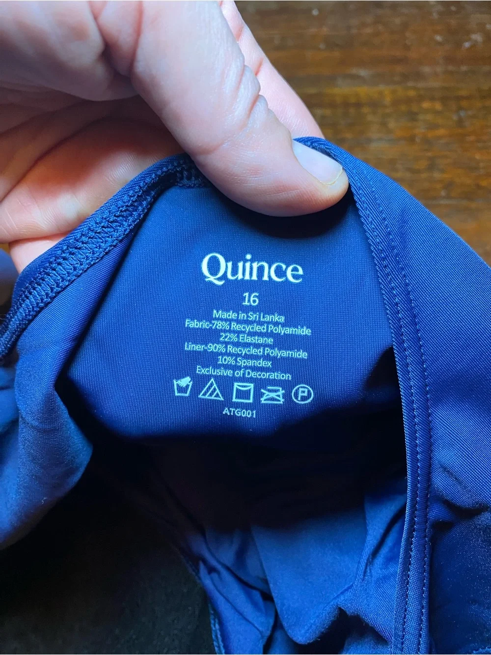 EUC Quince Italian Wrap Two-Tone Blue Crossover Front One-Piece Swimsuit